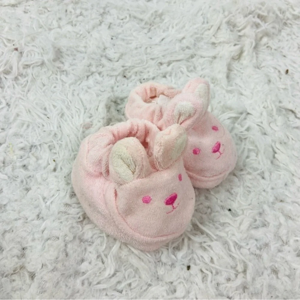 Unbranded Adorable Pink Bunny Baby terry cloth Booties size 0-6 months